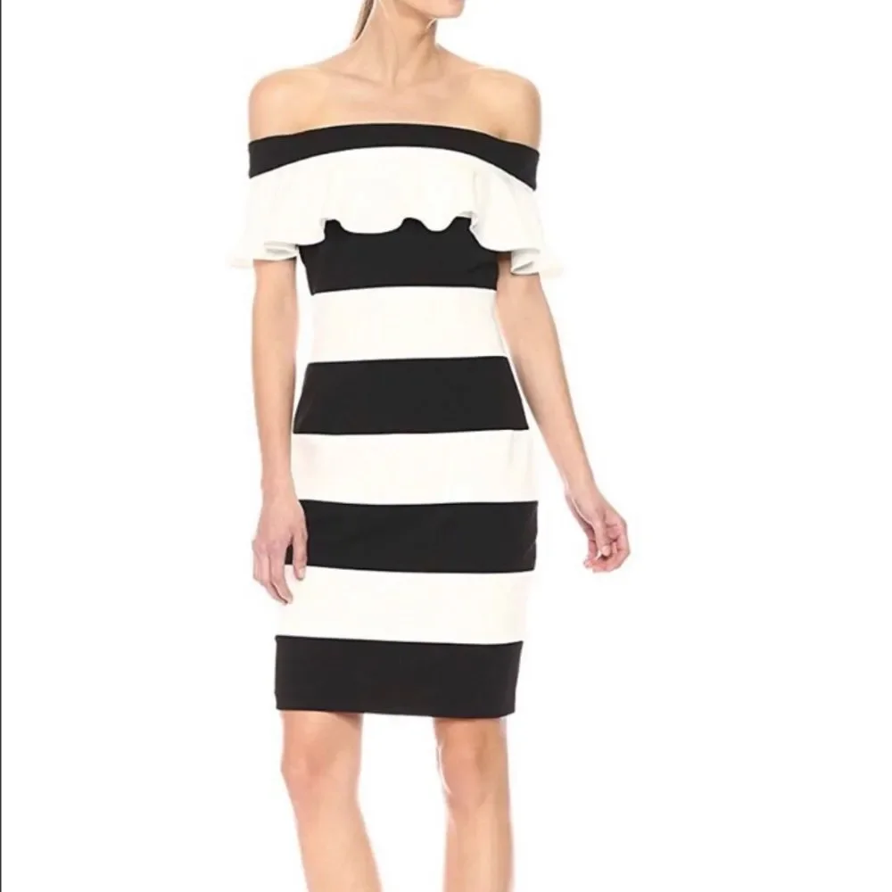 Adrianna Papell Striped Dress - Picture 1 of 7